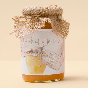Aprikosenmarmelade Etikett Selbstgemacht mit Liebe Quadratischer Aufkleber