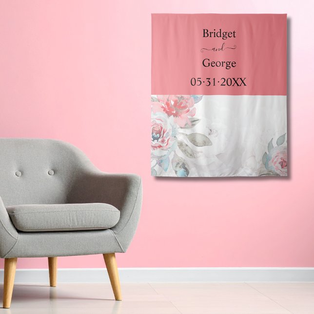 Aprikosenwasserfarbe abstrakte Peonie Rose Hochzei Wandteppich (Von Creator hochgeladen)