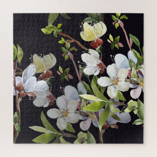 Aprikosenzweige Frühling: Aquarellfarben nahtlos. Puzzle