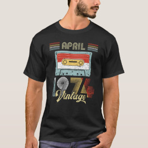 April 1974 Vintages Geburtstags-Kassetten-Band T-Shirt
