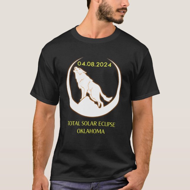 April 8 2024 Total Solar Eclipse Oklahoma Wolf Sun T-Shirt (Vorderseite)