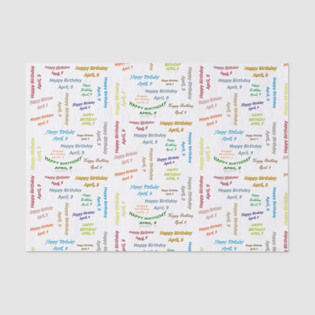 April, 9. Geburtstag, Tissue Paper Seidenpapier (Vorderseite)