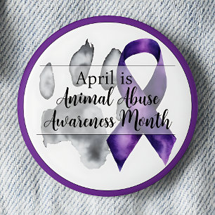April Animal Missuse Awareness Montag - Paw Print Button