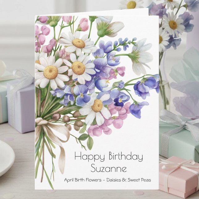 April Birth Flower Birthday Card | Daisies Karte (Von Creator hochgeladen)