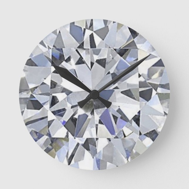 April Birthstone - Diamond Clock Runde Wanduhr (Vorderseite)