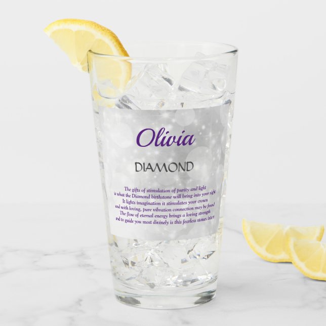 April Birthstone Diamond Design Glas (Vorderseite Ice)