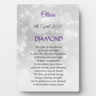 April Birthstone Diamond Plaque mit Easel Fotoplatte