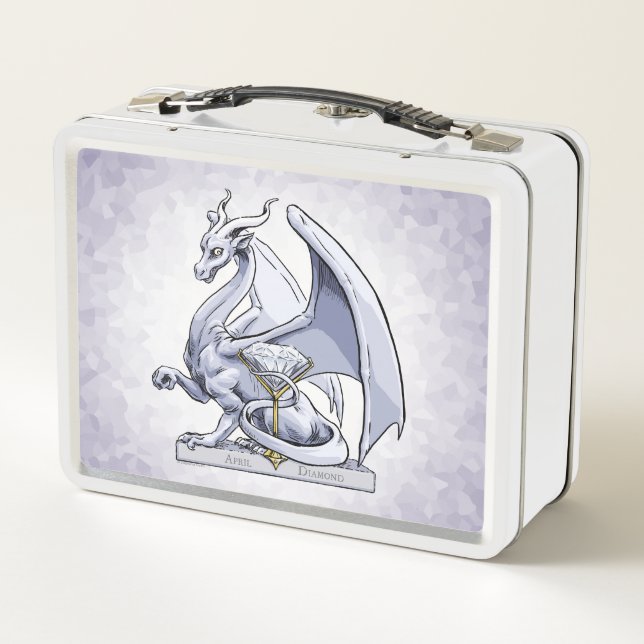 April - Birthstone Drache: Diamond Metall Brotdose (Rückseite)