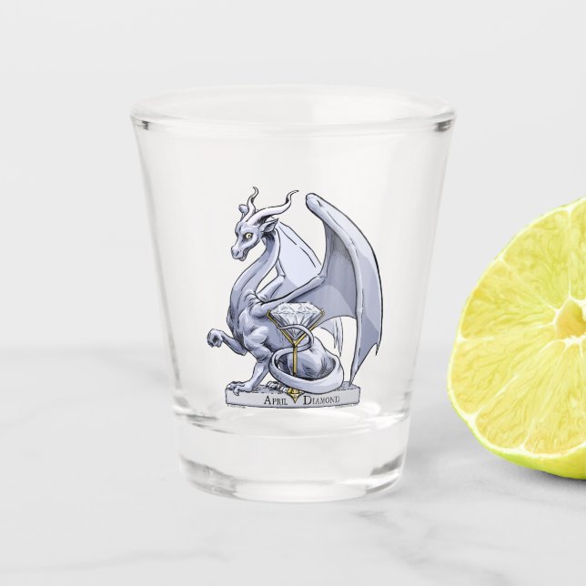 April - Birthstone Drache: Diamond Schnapsglas (Vorderseite)