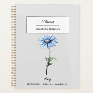 APRIL BLUE DAISY GEBURTE BLUME PERSONALISIERT PLANER