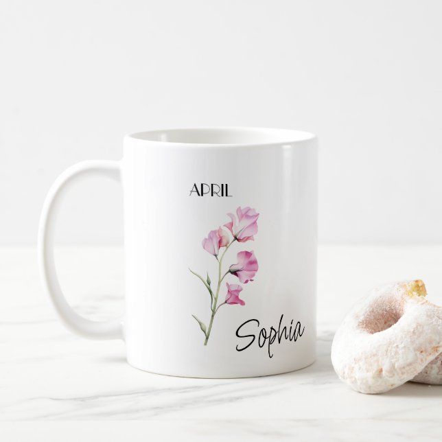April Blume Personalisiert Kaffeetasse (Mit Donut)