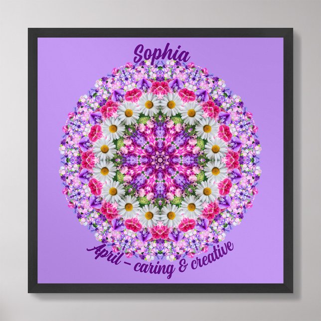 April Blume Personalisiertes Zitat Kinder Kinderzi Poster (Framed April Birth Month Flower Nursery Kids Poster
)