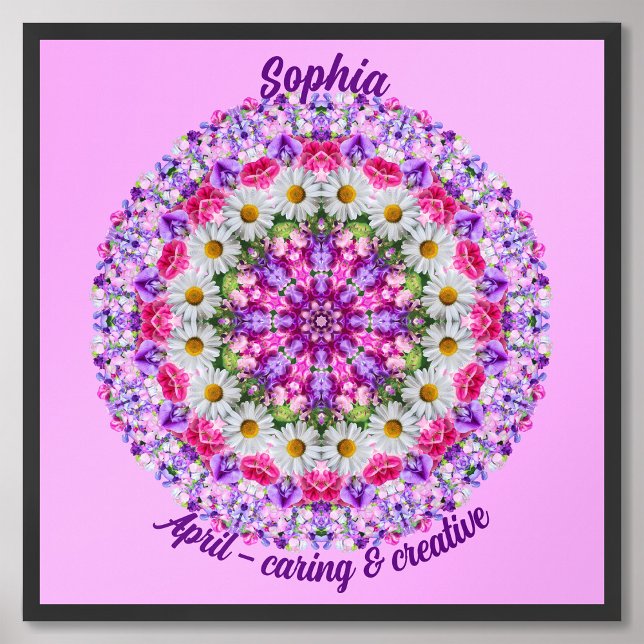 April Blume Personalisiertes Zitat Kinder Kinderzi Poster (Framed April Birth Month Flower Nursery Kids Poster)
