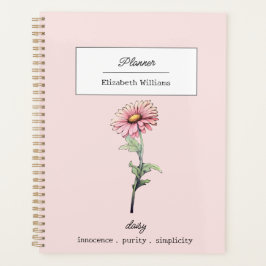 April Blume Pink Daisy Design Personalisiert Planer