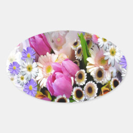 April Bouquet Ovaler Aufkleber