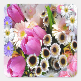 April Bouquet Quadratischer Aufkleber