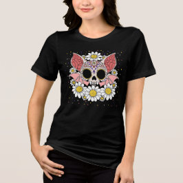 April: Daisies & Bat Skull Tri-Blend Shirt