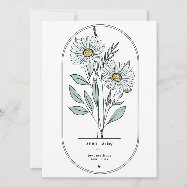 April Daisy Birth Blume Print (Vorderseite)