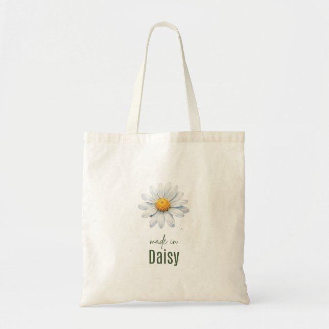 April Daisy Birth Flower Tote Bag Watercolor Tragetasche (Vorne)