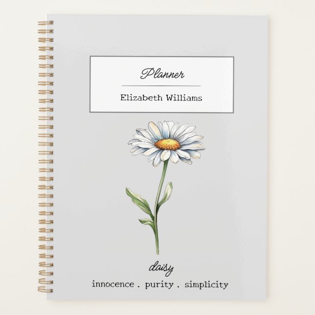 APRIL DAISY GEBURT BLUME PERSONALISIERT PLANER (Vorderseite)