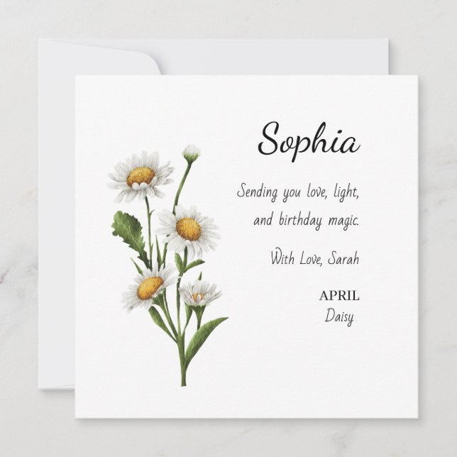 April Daisy Personalisierter Geburtstag Karte (Vorderseite)