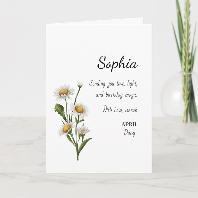 April Daisy Personalized Birthday Karte (Vorderseite)