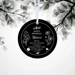 April Daisy und SweetPea Birthday Keepake Ornament Aus Metall