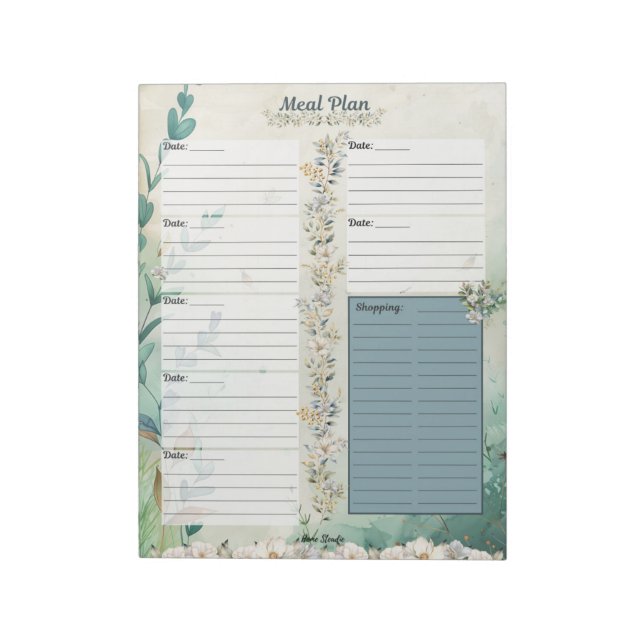 April Duschen 7 Tage Mahlzeiten Planner Notizblock (Rotiert)