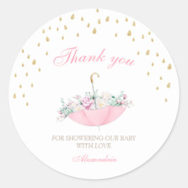 April Duschen können Regenschirm Blumen Baby Dusch Runder Aufkleber