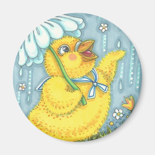 APRIL DUSCHEN SPRING CHICK MAGNET Round (Vorne)