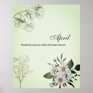 April Einfache Freude Blumenprint Poster