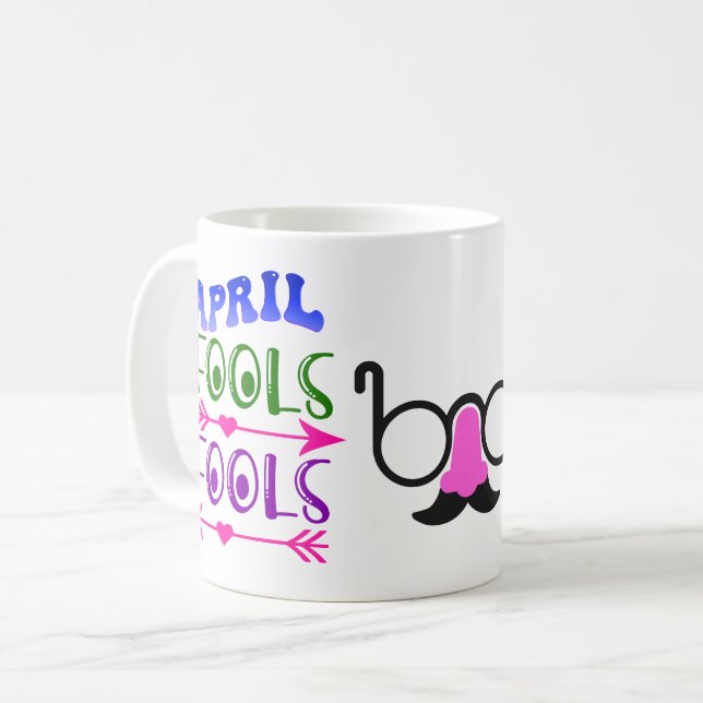 April Fool's Day Fools Mustache & Glasses Kaffeetasse (Vorderseite Links)