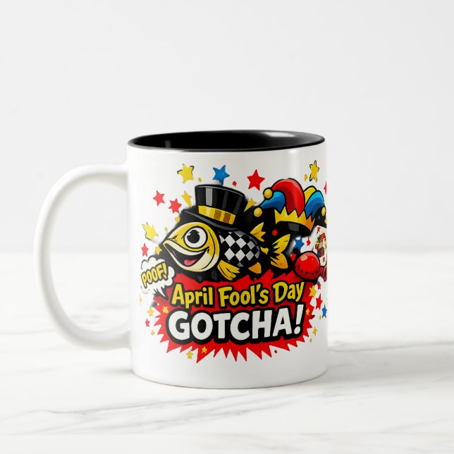 April Fool's Day Gotcha FunClassic Mug, 11 oz Zweifarbige Tasse (Links)