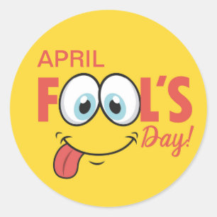 April Fool's Day Happy Funny Face   Urlaub Runder Aufkleber