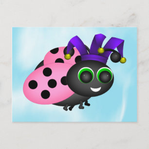 April Fools Day Ladybug Jester Postkarte