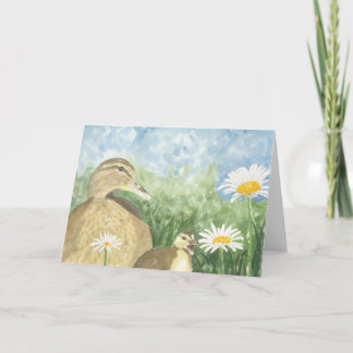 April; Gänseblümchen & Enten; Grußkarte Karte