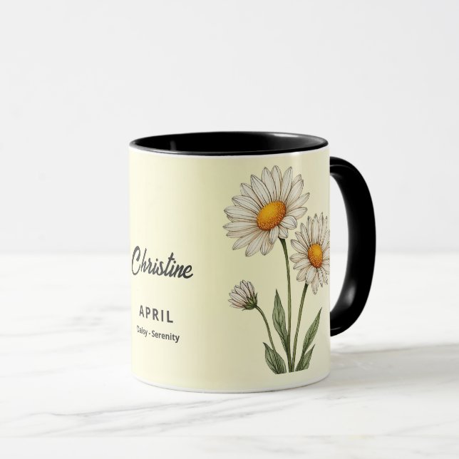 April Geburtsmonat Blume Custom Coffee Tasse (VorderseiteRechts)