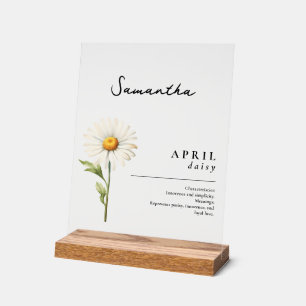 April Geburtsmonat Blume Daisy Personalisiert Acrylschild