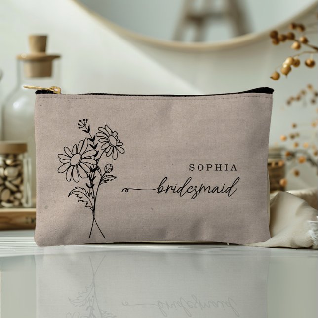 April Geburtsmonat Blume Personalisiert Bridesmaid Zubehörtasche (Von Creator hochgeladen)