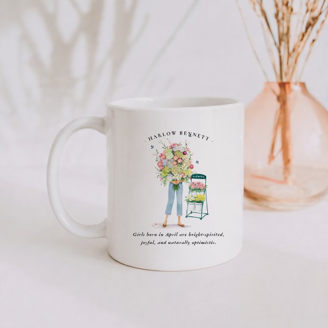 April-Geburtsmonat Mädchen | Monogramm  Kaffeetasse (Von Creator hochgeladen)