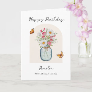 April-Geburtsmonats-Blumen-Geburtstag Karte