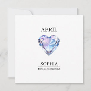 April Geburtsstein Geburtstagsname Diamant Karte