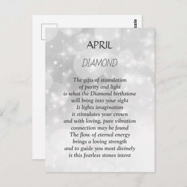 April Geburtstag Birthstone Diamond Postkarte (Vorne/Hinten)