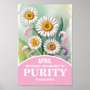 April Geburtstag Blume Christliche Mauer Kunst Poster