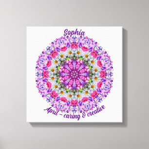 April Geburtstag Blume Personalisiert Daisy Mandal Leinwanddruck