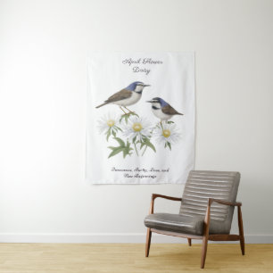 April Geburtstag Monat Blume Daisy geerbt Geburtst Wandteppich