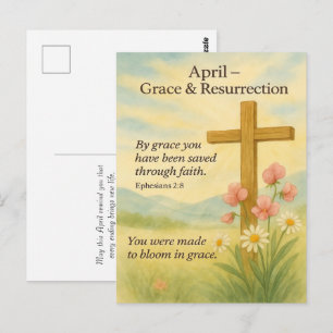 April Geburtstags Bibelvers Kreuz und Auferstehung Postkarte