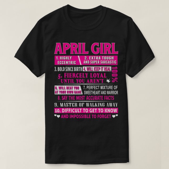 April Girl Funny April Geburtstag T-Shirt (Design vorne)