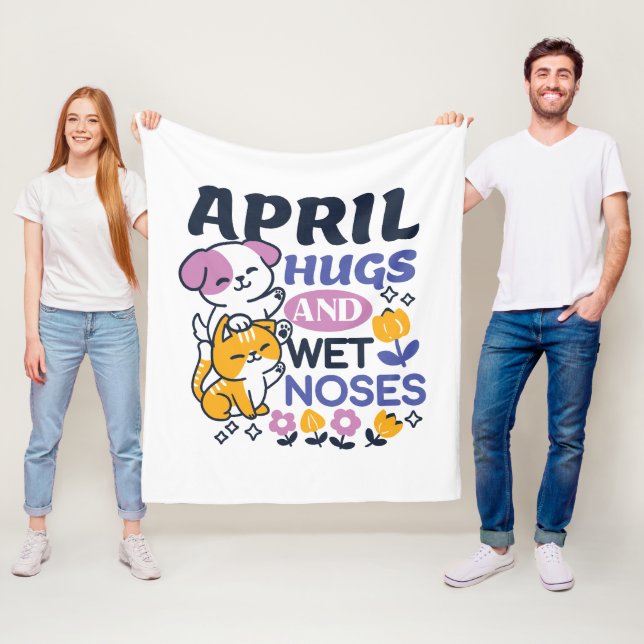 April Hugs und Nassnasen - Niedliche Hunde und Kat Fleecedecke (Beispiel)