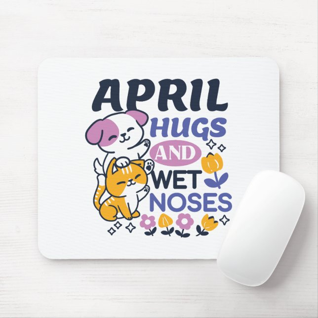 April Hugs und Nassnasen - Niedliche Hunde und Kat Mousepad (Mit Mouse)